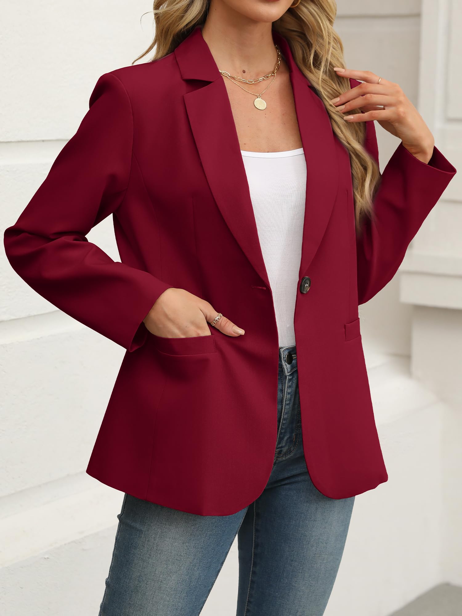 ELLEVEN Damen-Blazer, Business Casual, leichter Anzug - langarm, Slim Fit, Für Arbeit, Büro, Jacke mit Taschen