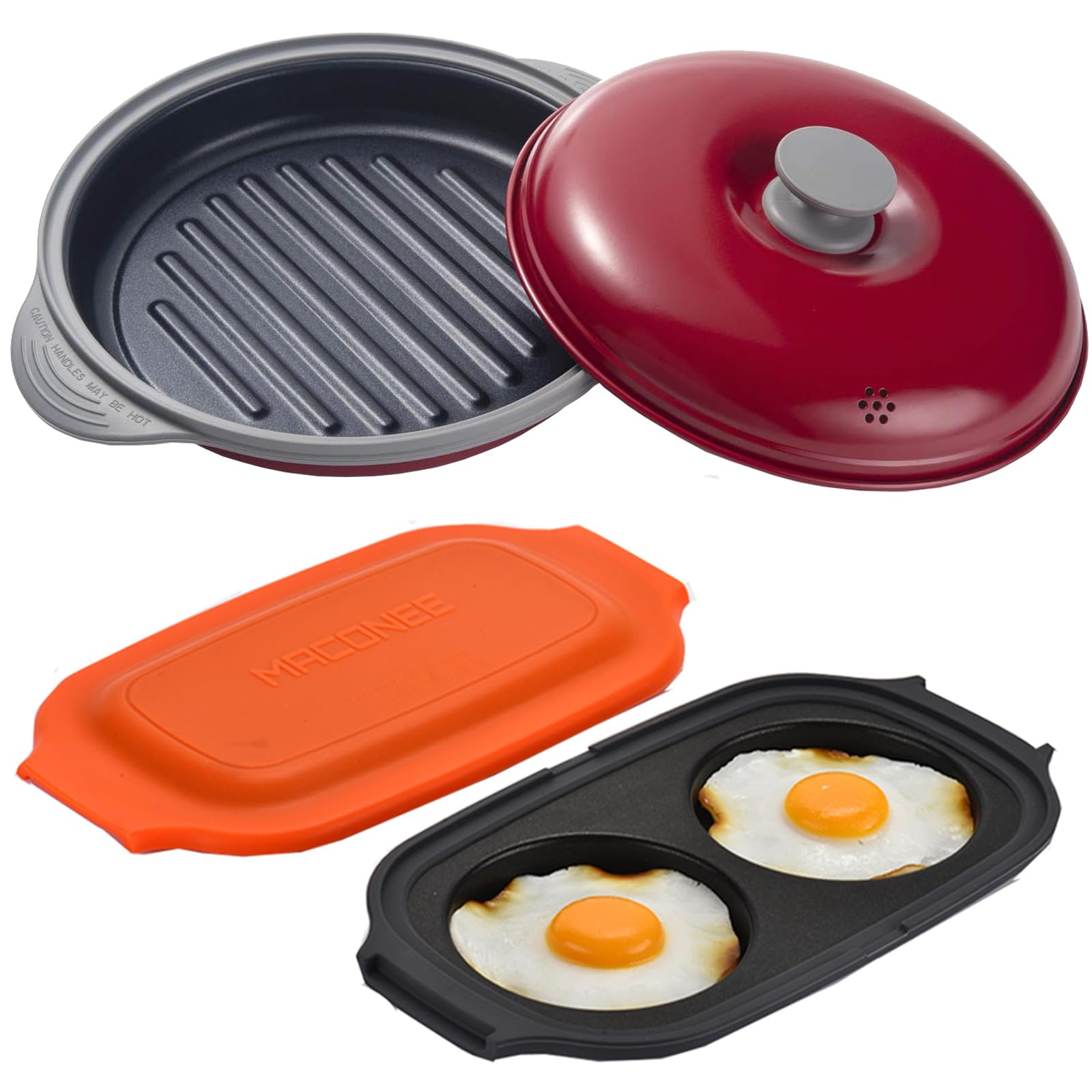 Amazon.com: MACONEE Microwave Grill Pan & Egg Fryer | Grill Brown