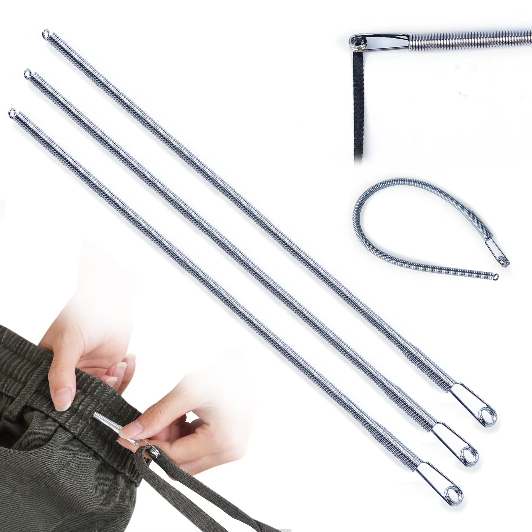 XMLINPER 5PCS Spring Drawstring Threader Tool-Rope Threader Clip for Drawstring Replacement for Hoodies,Pants(5)