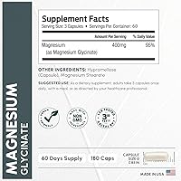 Vista 3 de Pure Magnesium Glycinate 400mg Serving - High Absorption Magnesium Glycinate - Mag Bisglycinate for Stress, Bones, Muscles, Nerves, Relaxation &