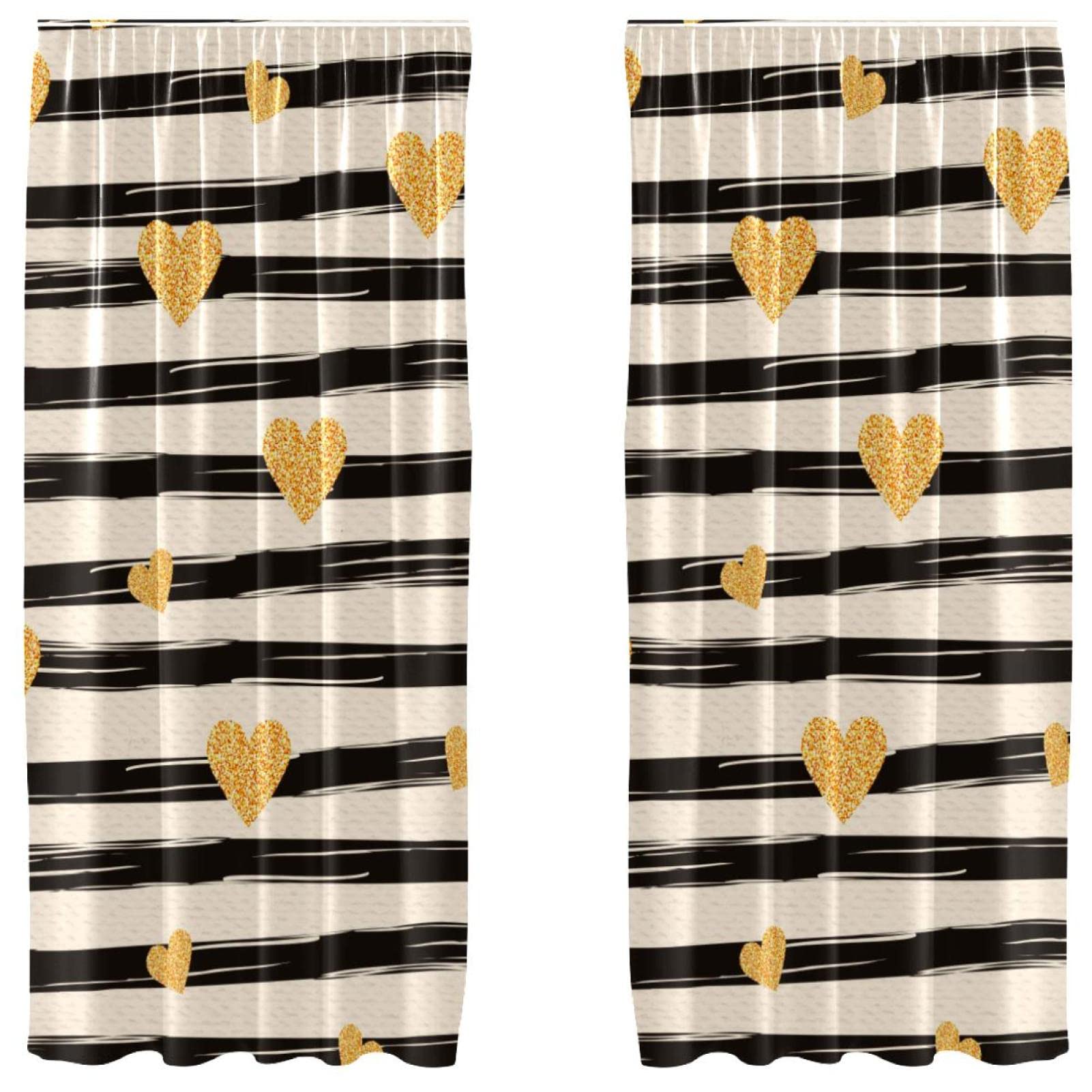 Rideaux occultants à rayures dorées 140x213 cm pour chambre d'enfant