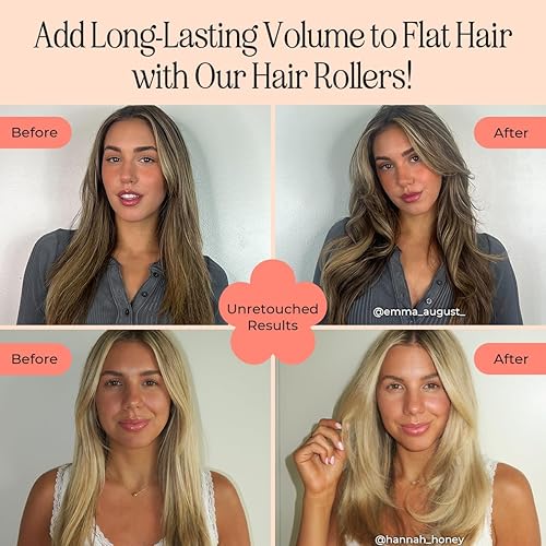 Miniatura 2 de INH Rodillos de pelo | Juego de rodillos de velcro voluminizadores para un aspecto de los años 90 | 12 rodillos térmicos de cerámica autoagarre con