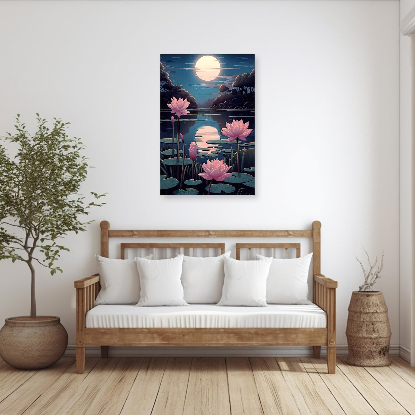 Abstrakte Lotus-Blüten Leinwand-Drucke – 3-teiliges Set, Je 30,5x40,6 Cm, Minimalistisch, Für Yoga-Raum, Bad Oder Wohnzimmer