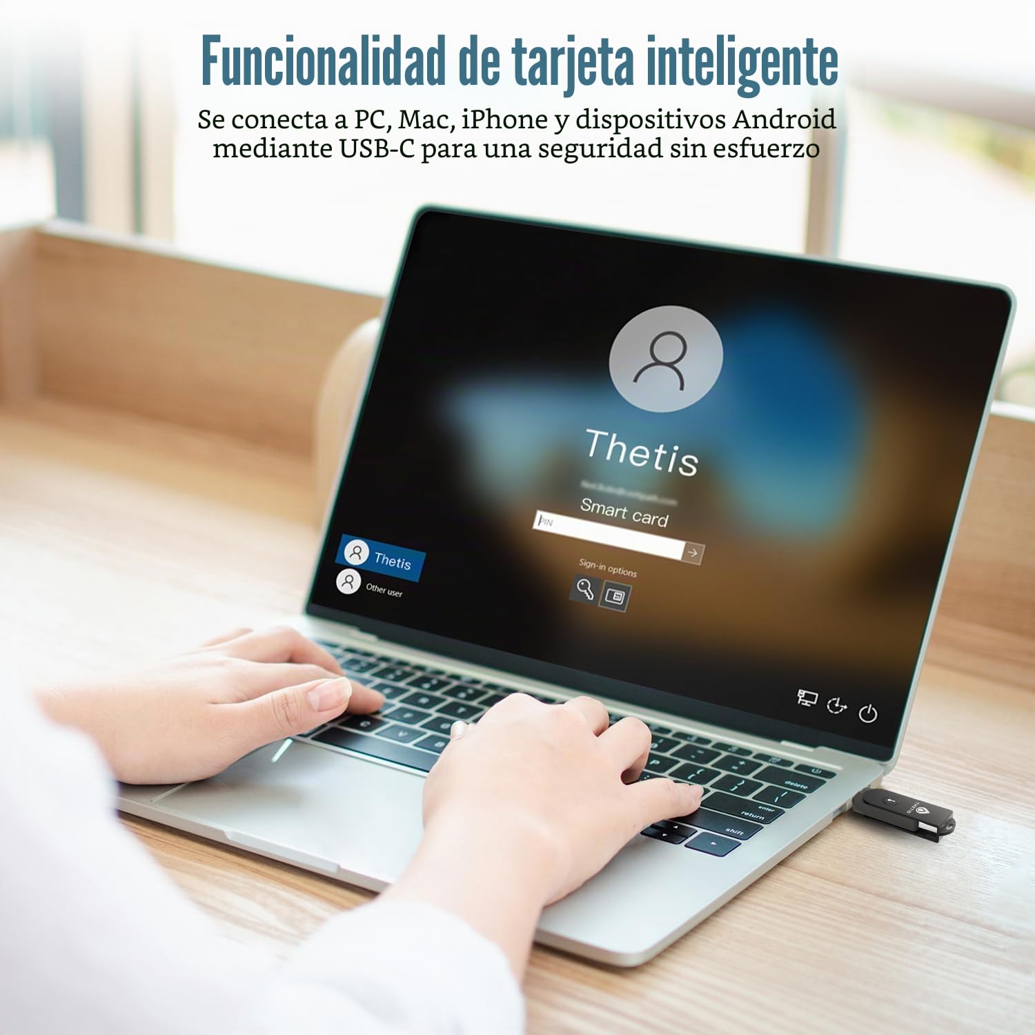Thetis Pro FIDO2 - Dispositivo de Llave de Seguridad con PinPlex, USB C Dual y USB A y NFC, Certificado PIV, aplicación de autenticación TOTP/HOTP, MFA de autenticación de Dos factores, Funciona con