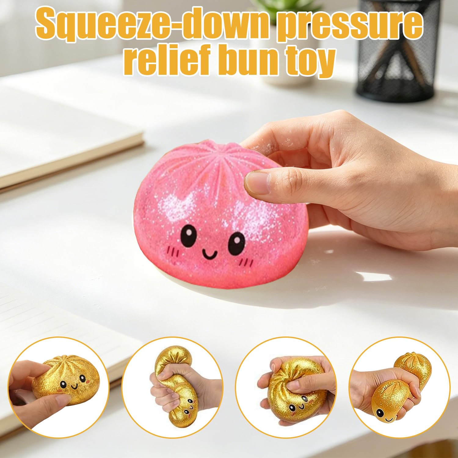 Giant Glitter Dumpling Squishy Toy, 2Pezzi Squishys A Forma Di Ravioli Glitterati, Glitter Dumpling Squishy, Morbida Pallina Antistress Ravioli Spremere Giocattoli, giocattolo da scrivania estensibile