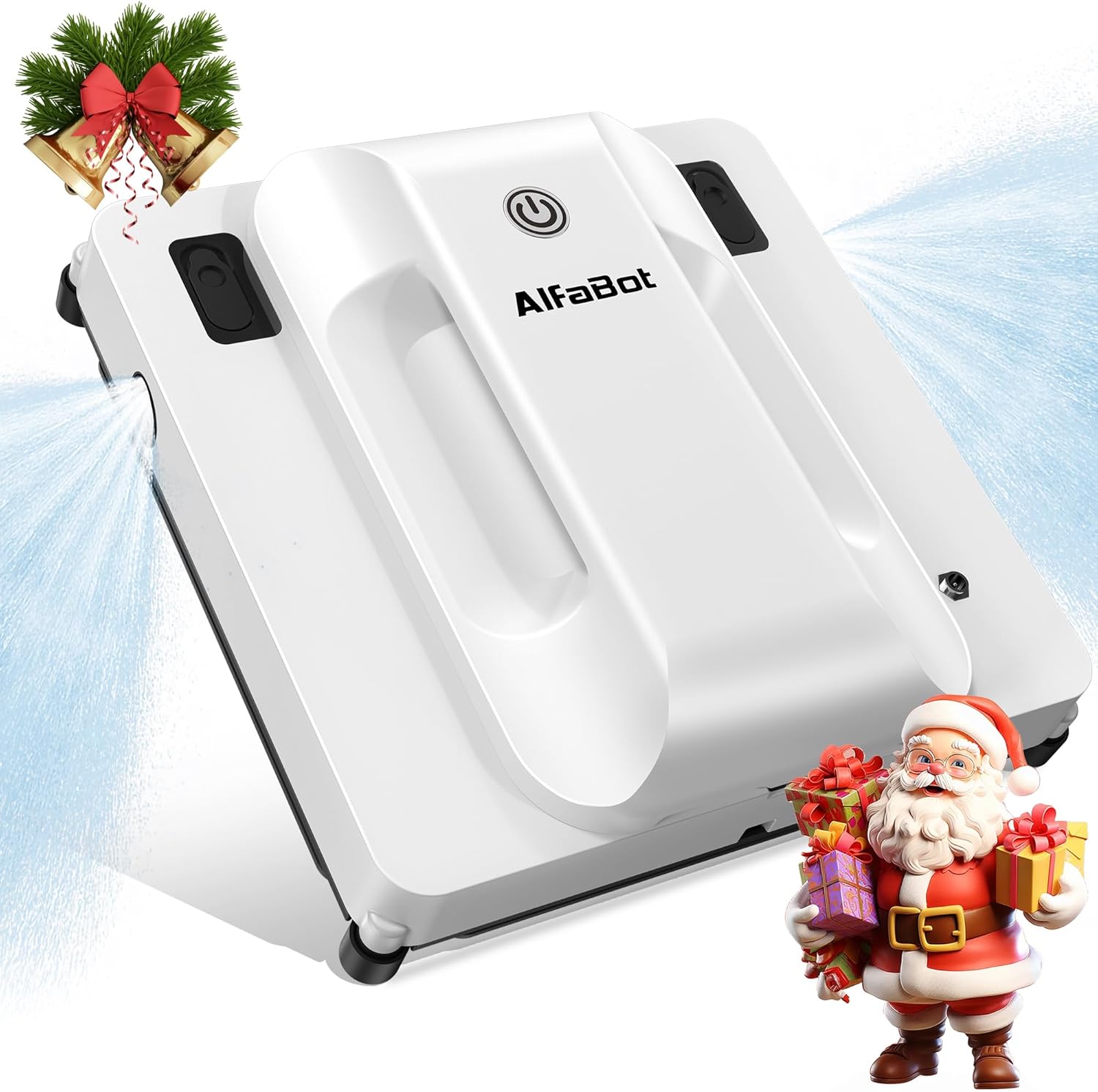 AlfaBot Window Cleaner Robot, Upgraded Intelligent Dual Water Spray & 3800PA Suction Power Window Cleaner with Edge Detection Technology, Perfect for High-Rise Windows, Tiles and Glass, Outdoor Use