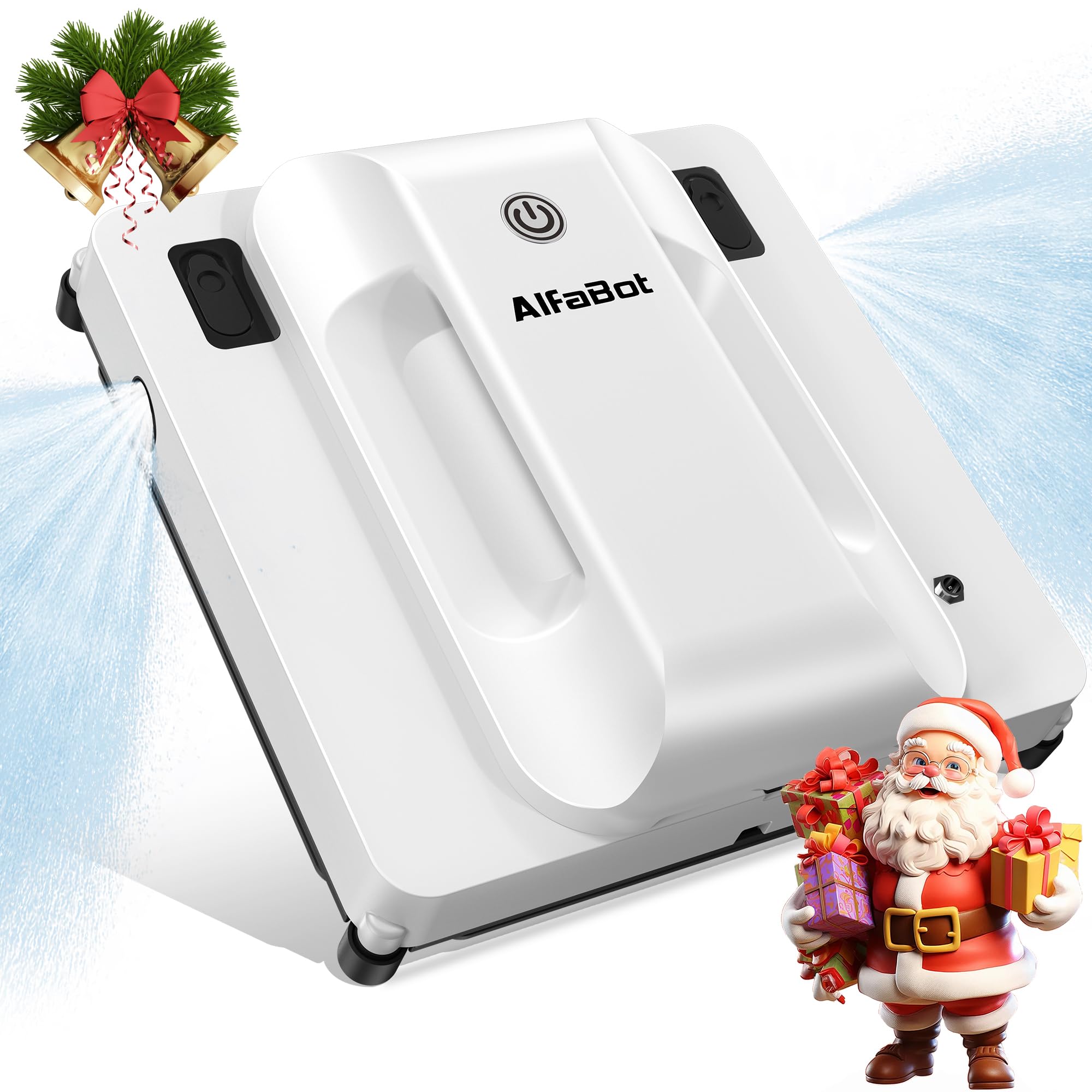 AlfaBot Window Cleaner Robot, Upgraded Intelligent Dual Water Spray & 3800PA Suction Power Window Cleaner with Edge Detection Technology, Perfect for High-Rise Windows, Tiles and Glass, Outdoor Use