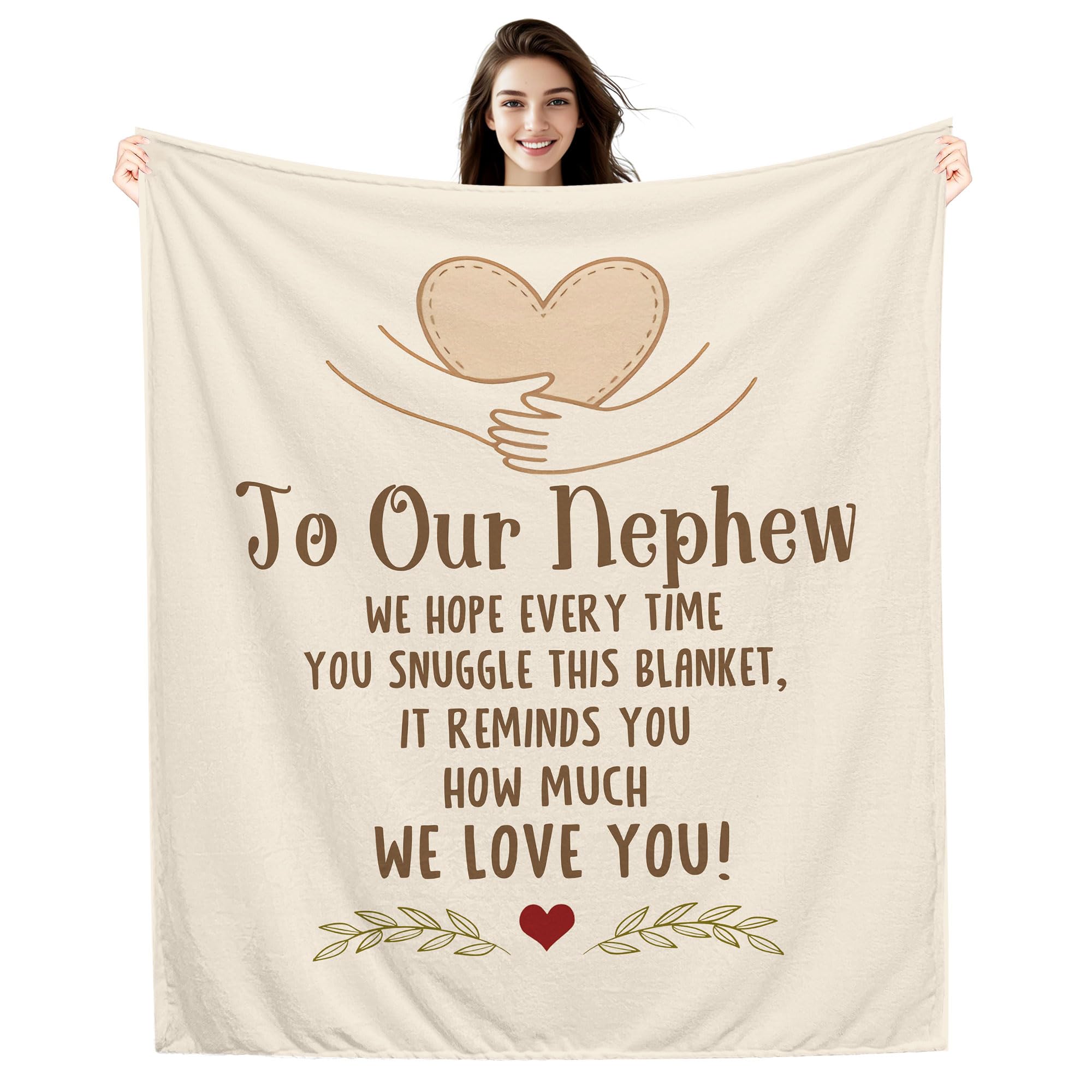 Amorea To Our Nephew We hope every time you snuggle this blanket It reminds you how much we love you Blanket for Nephew from Aunt Uncle Reminder Birthday Graduation (nephew-b)
