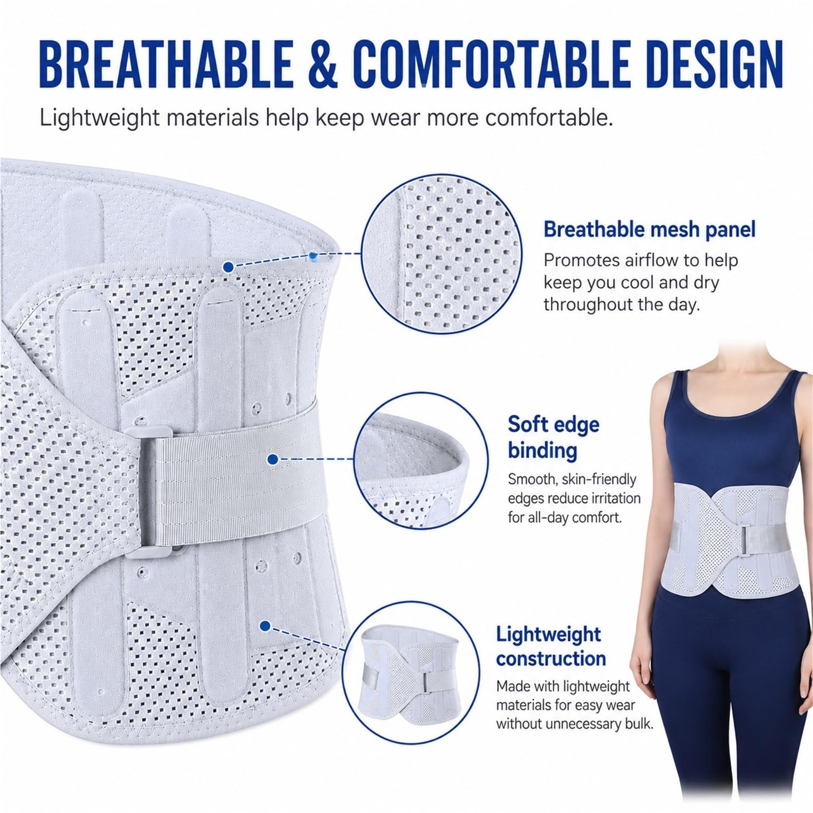 Faja Lumbar para Hombre y Mujer Corrector de Postura Espalda Soporte de Descompresión Alivio del Dolor Cinturón Transpirable Ajustable Ergonómico para Columna(S)