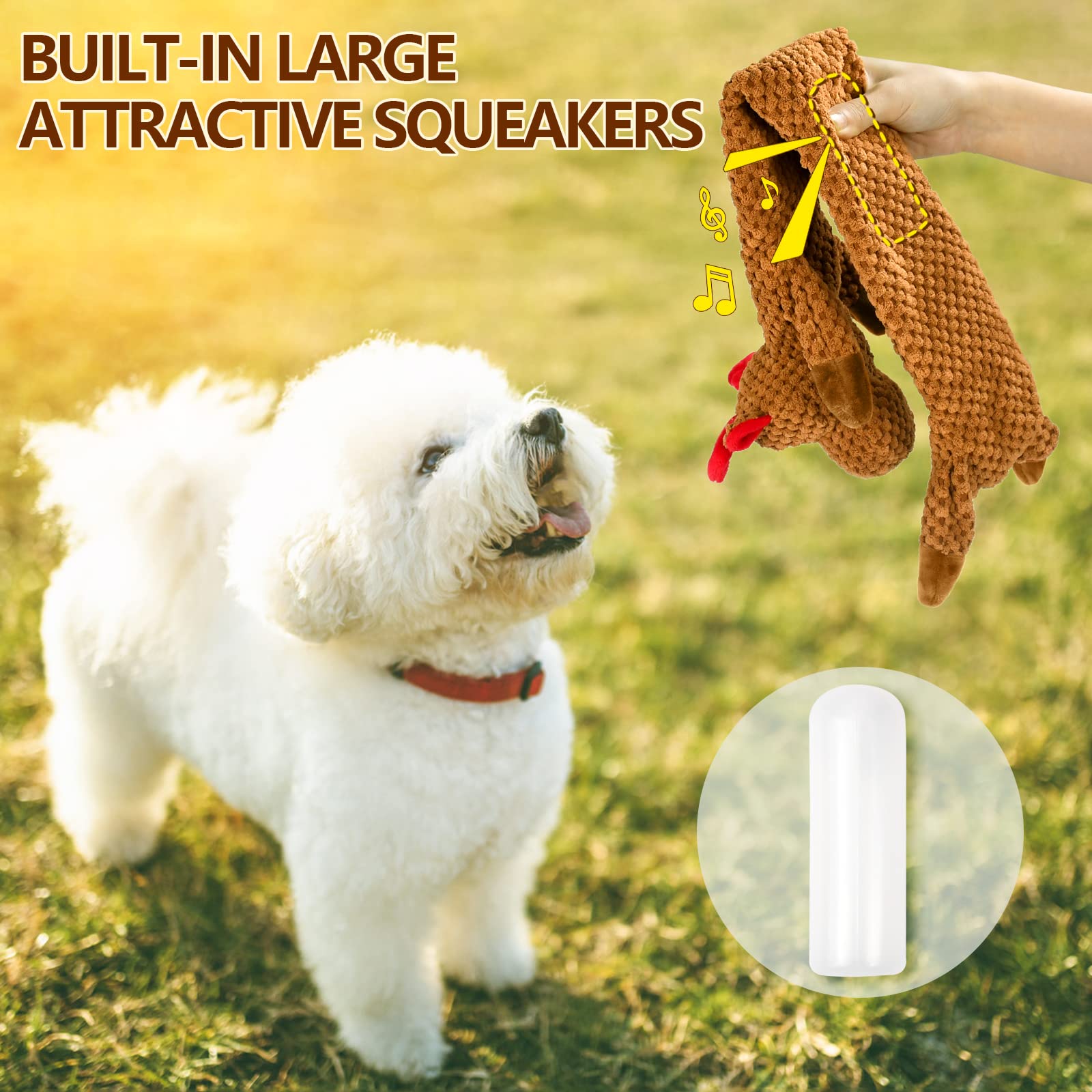 Senneny No Stuffing Dog Christmas Toys with Squeakers, Crinkle Xmas Plüsch Hundespielzeug für Große, Mittlere Kleine Hunde, Langlebiges Interaktives Hundespielzeug für Welpen, Rentier