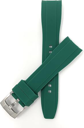 Bandini Silicone Watch Bands - Curved End - Soft Rubber Replacement Watch Straps - Waterproof - Stainless Steel Buckle - Many Colors - 18mm, 20mm, 22mm