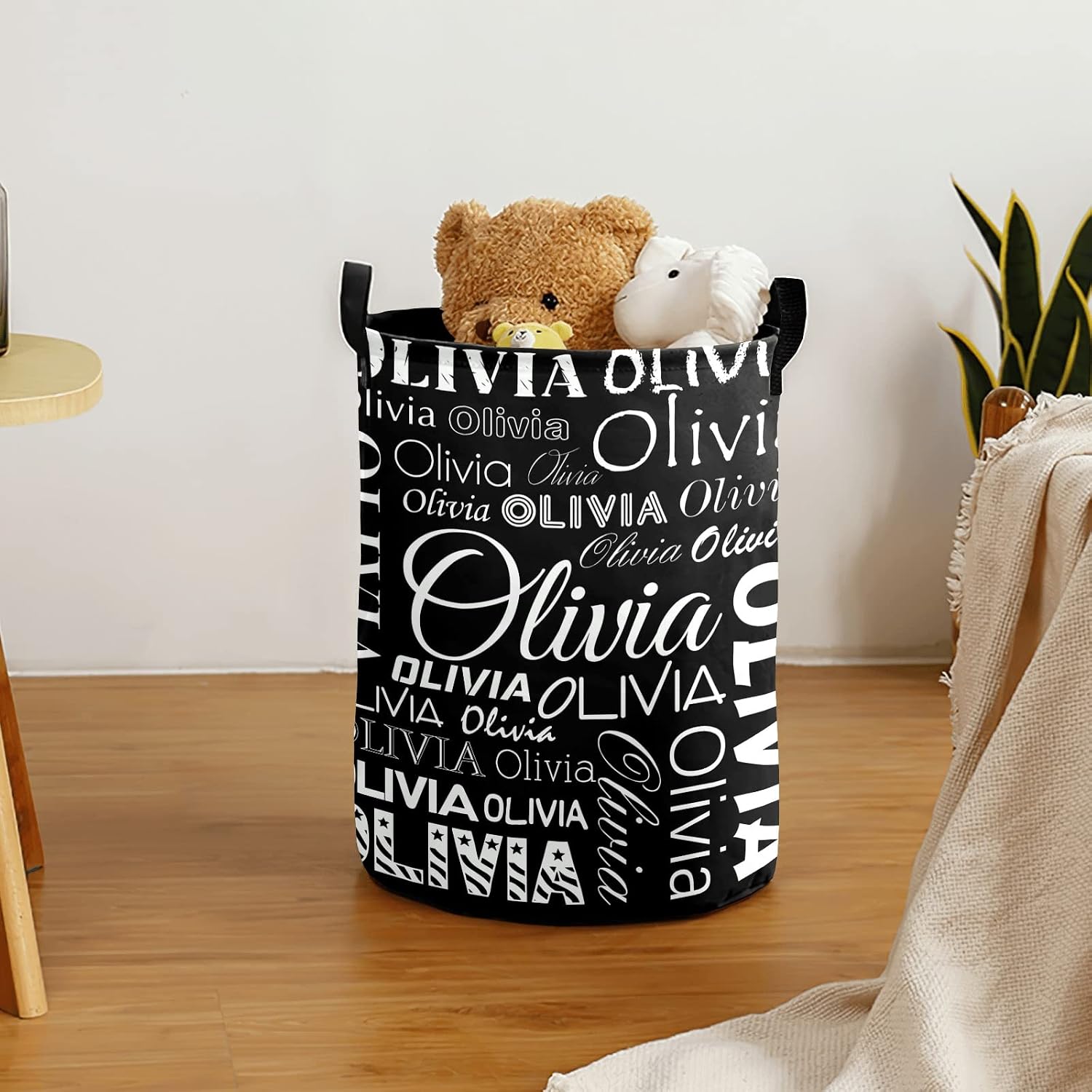 Custom Laundry Basket Personalized Collapsible Laundry Hamper with Name Customized Dirty Clothes Storage Basket with Handle for Bedroom（Style 08）