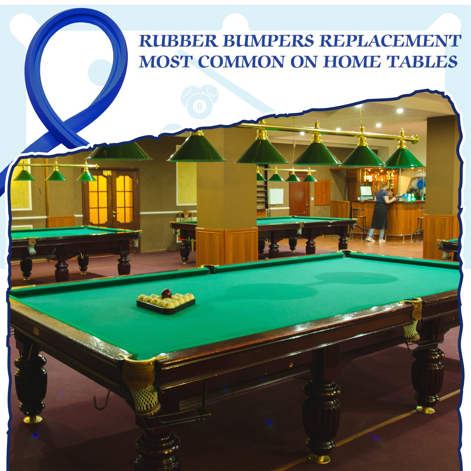 Syhood Set of 6 K66 Rubber Bumpers Pool Table Bumpers Replacement Pool Table Rail Cushions 8 Foot Billiard Rail Rubber Cushions for Pool Table Accessories (Blue)