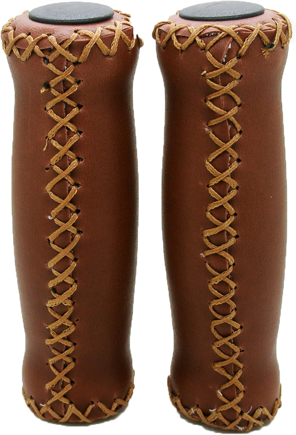 Puños Vintage de Piel Cosidos en Nylon y Espuma para manillar de Bicicleta 2952