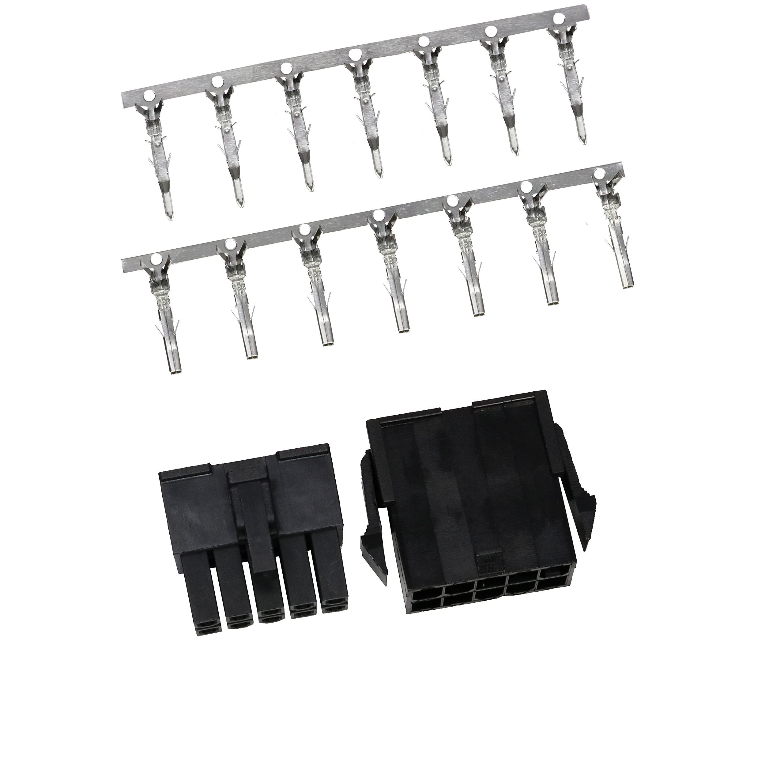 5557/5559 Double Row 4.2mm Black 10-pin Wire-to-Wire Crimp Connector Plug + Wire Socket + Crimps, Pack of 50 Compatible With Molex Mini-Fit Jr.