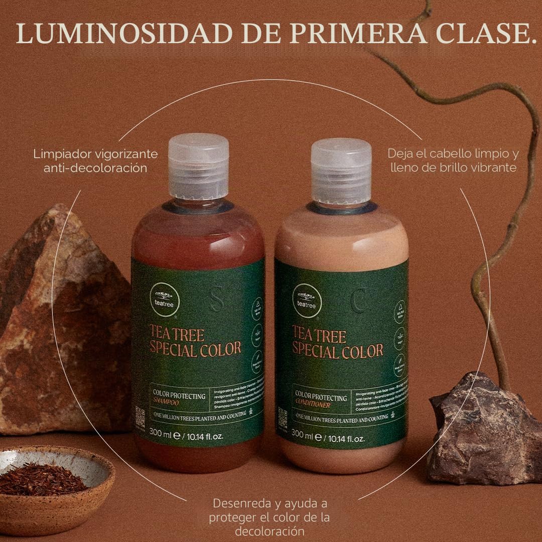 Tea Tree Champú de color especial, limpia suavemente, protege el color del cabello, para cabello tratado con color, 33.9 onzas líquidas