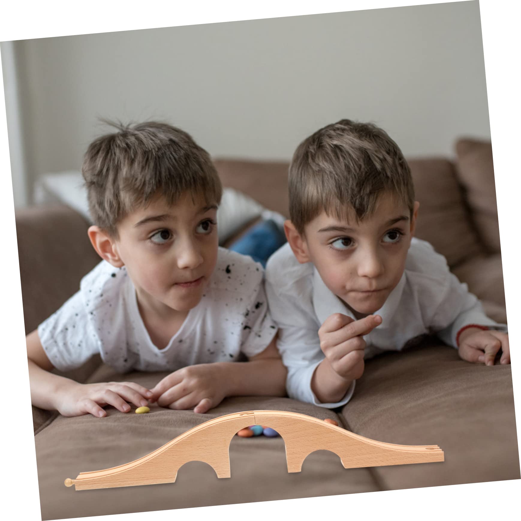 Modelleisenbahnbrücke für Kinder, 2 Stück Zubehör zur Schienen Erweiterung | Holz und Kunststoff, Aufbau für Zuglandschaft, Leichtes Design, Passend für Szenenbau