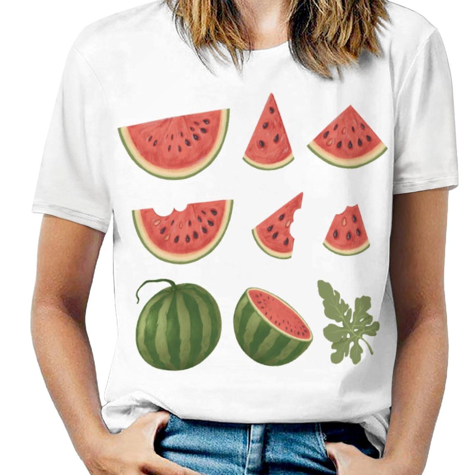 Amazon.co.jp: Tシャツ レディース 西瓜柄 スイカ柄 すいか柄 半袖