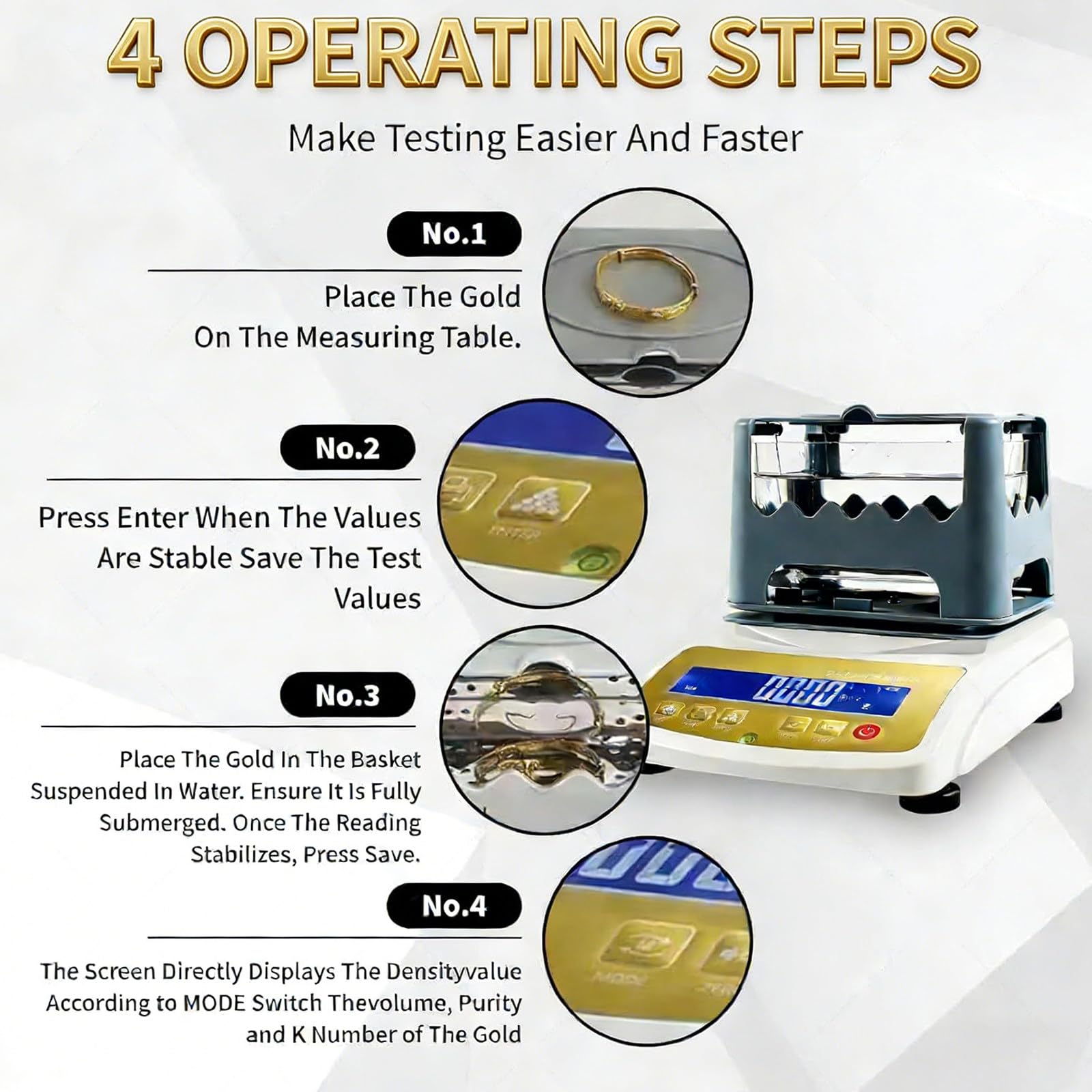 Kit automático de análisis de Oro, Equipo de análisis de Densidad, Que Garantiza lecturas precisas de pureza y Densidad MDJ-300K+Printer