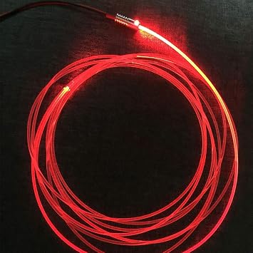 3mm 5meters/16ft PMMA Optic Fiber Cable Side Glow With 12V 1.5W LED Aluminum Illuminator Light Source For Home Car DIY Red