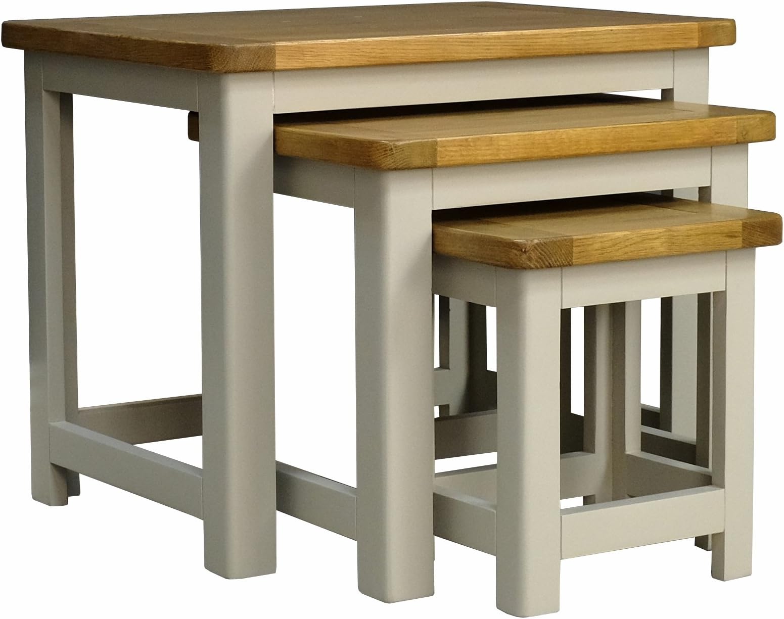 Aspen Painted Oak Sage Grey Nest Of Tables / 3 Nesting End Tables