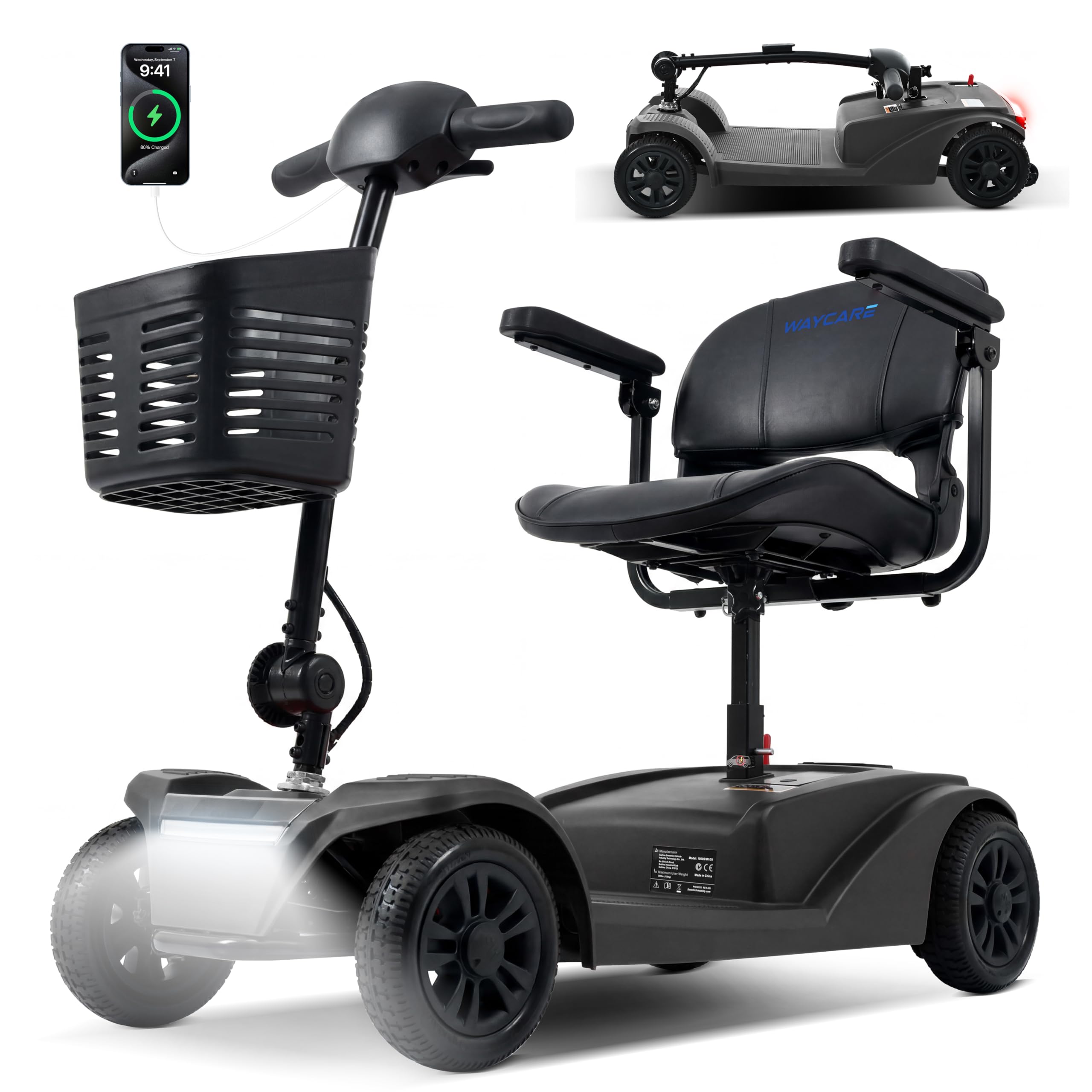 WAYCARE Mobility Scooter for Adults &amp; Seniors, 330 lb 15-20 Mile Range