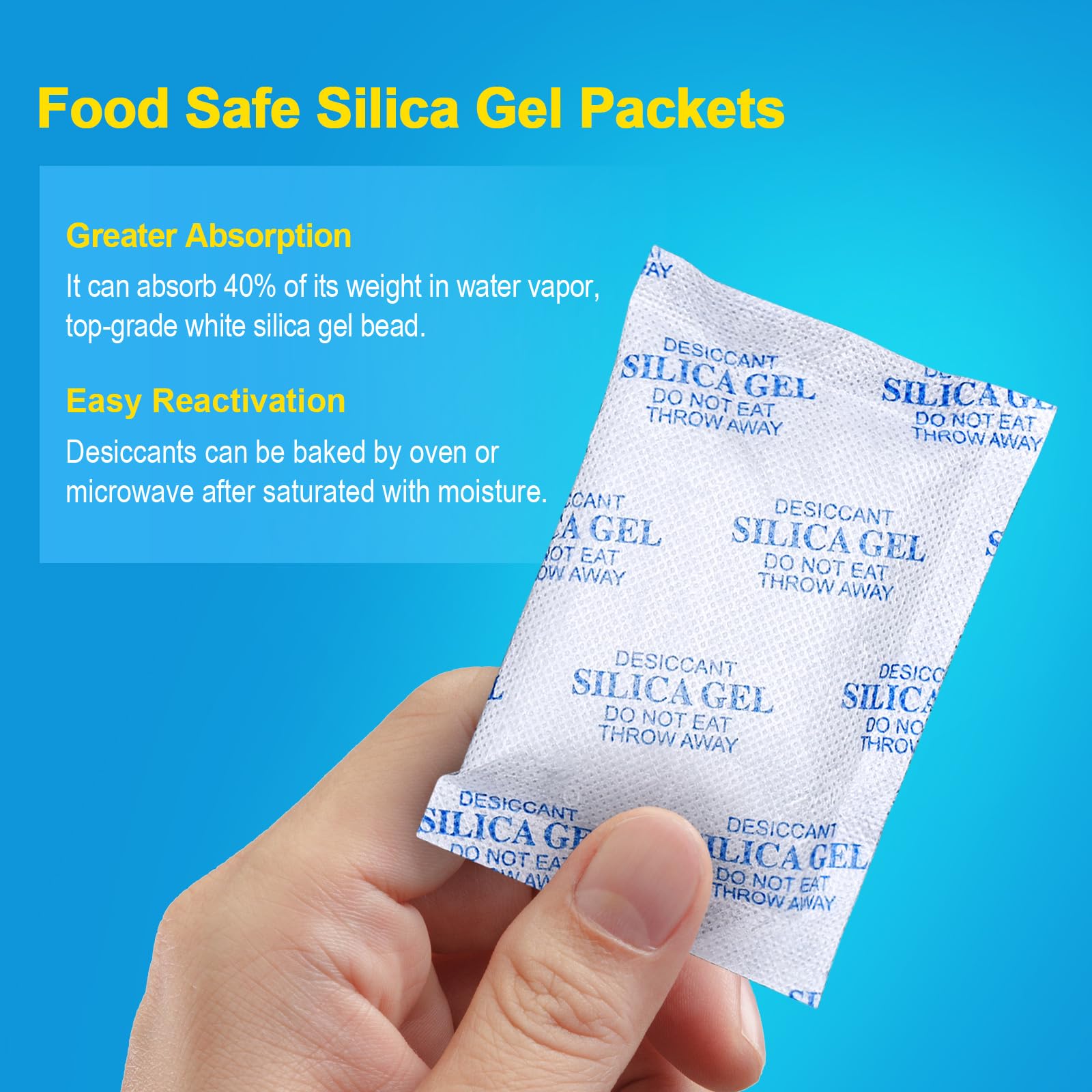 Absorbking Paquetes De Gel Sílice, 25 Absorbentes Humedad, Desecantes Para Almacenamiento, Desecante Seguro Alimentos, Semillas, Filamentos 3D, Electrónica, Cajas Fuertes, 50 G