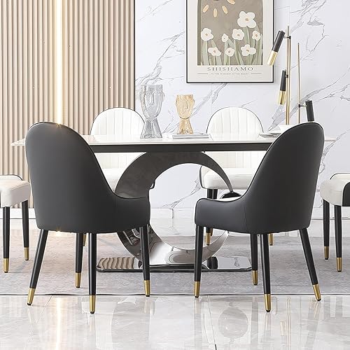 Miniatura 5 de Juego de 2 sillas de comedor modernas, sillas de ocio laterales con cojín de poliuretano con respaldo medio, sillas de cocina tapizadas con patas de