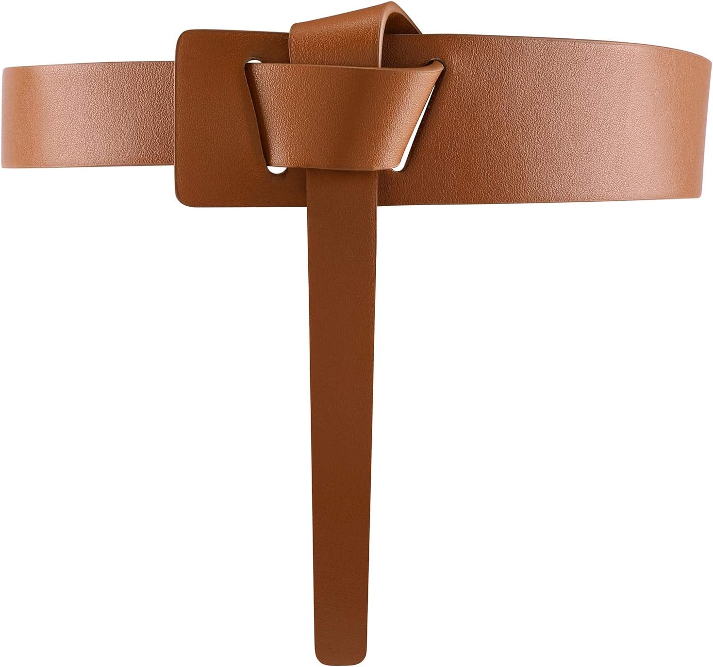 Women Fashion Knot Belt for Dress Jeans Cowhide PU Leather Tie Waist Belt No Buckle Cinch Belt