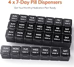 Lifewit Monthly Pill Organizer, 28 Day Personal Pill Dispenser, 4 Weeks/One Month Pill Box,Pillulier Cases,Large Compartments Medicine Organizer for Vitamins/Fish Oils/Supplements, 28 grids, Black