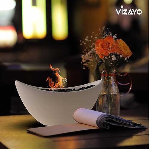 Miniatura 6 de Hoguera de mesa  11 x 5.3 pulgadas para interior y exterior  Utiliza latas de combustible de gel, bioetanol o alcohol isopropílico  Chimenea de mesa