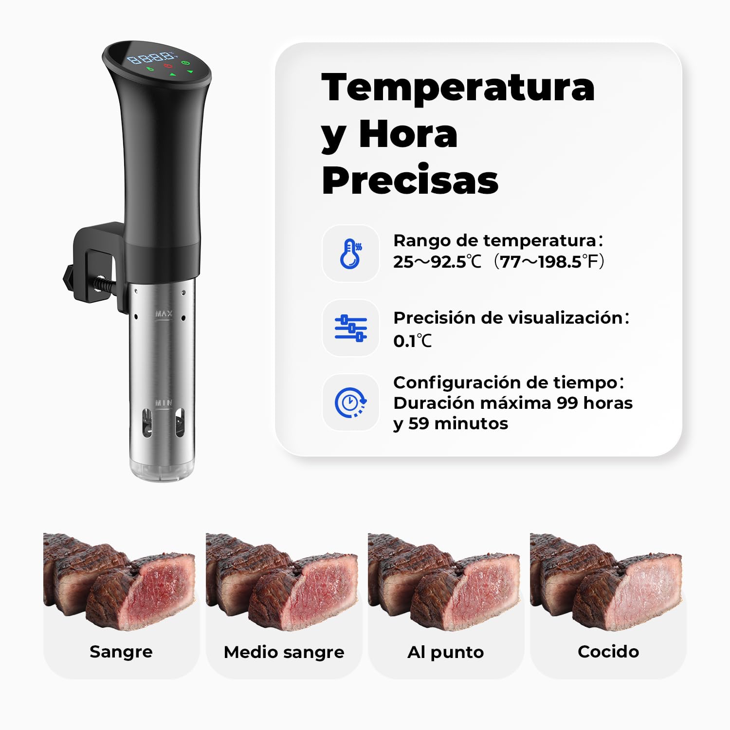 OUSFOT Sous Vide, 0,1°C Control Preciso de Temperatura,Roner Cocina Baja Temperatura,Circulación de agua 3D Con Recetas Apto para Personas Sanas y Bajas en Grasas,Negro
