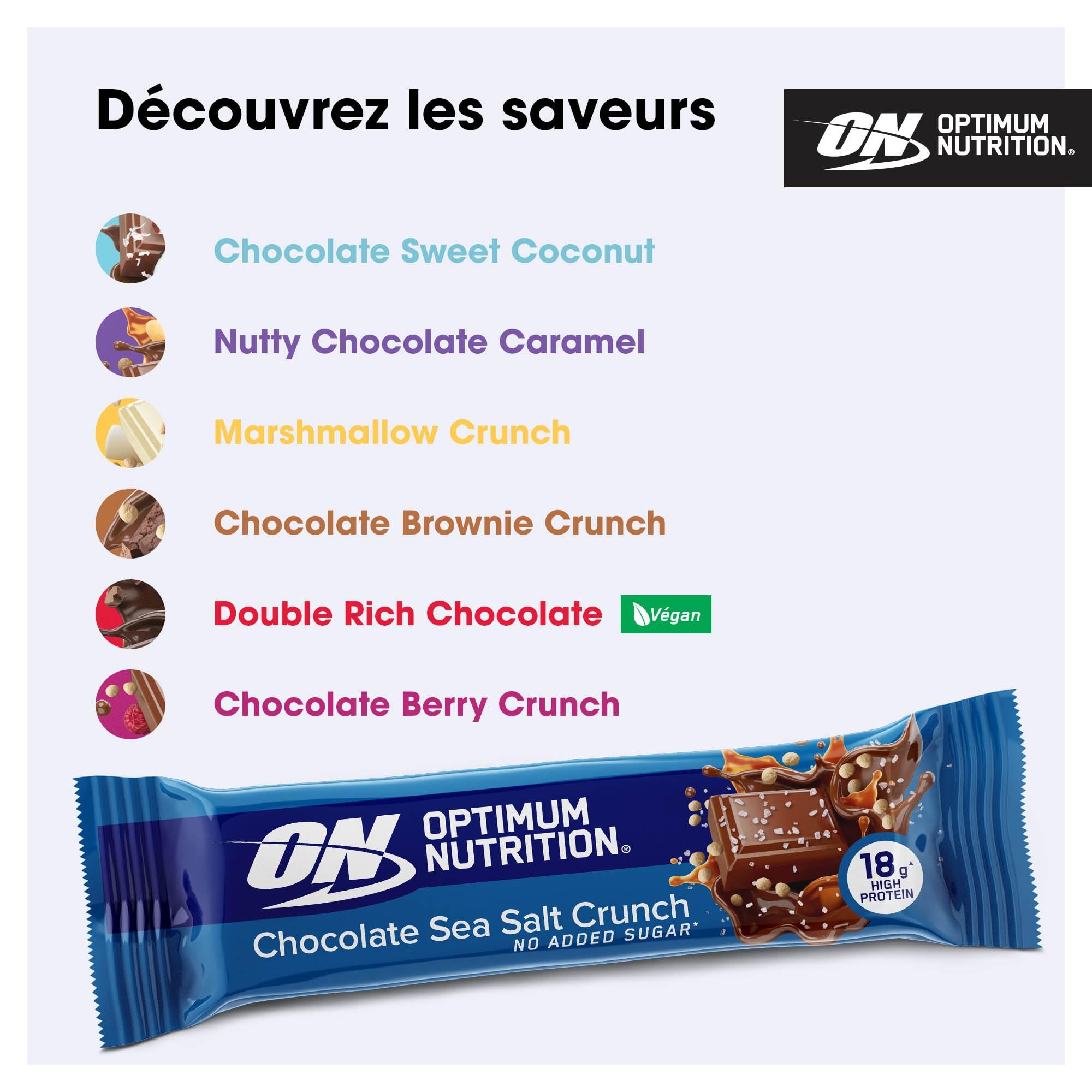 Optimum Nutrition Crunchy Protein Bar (12x55g) Chocolat Sel de mer Crunch