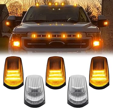 LED Cab Lights for 2017-2022 F250-550 Super Duty Pickup Trucks Clear Lens | For 17-22 F250 F350 F450 F550 Super Duty Top Roof Marker Lights Cab Running Lamps|DOT|SAE|U-V Coated|Super Brightness|5PCS