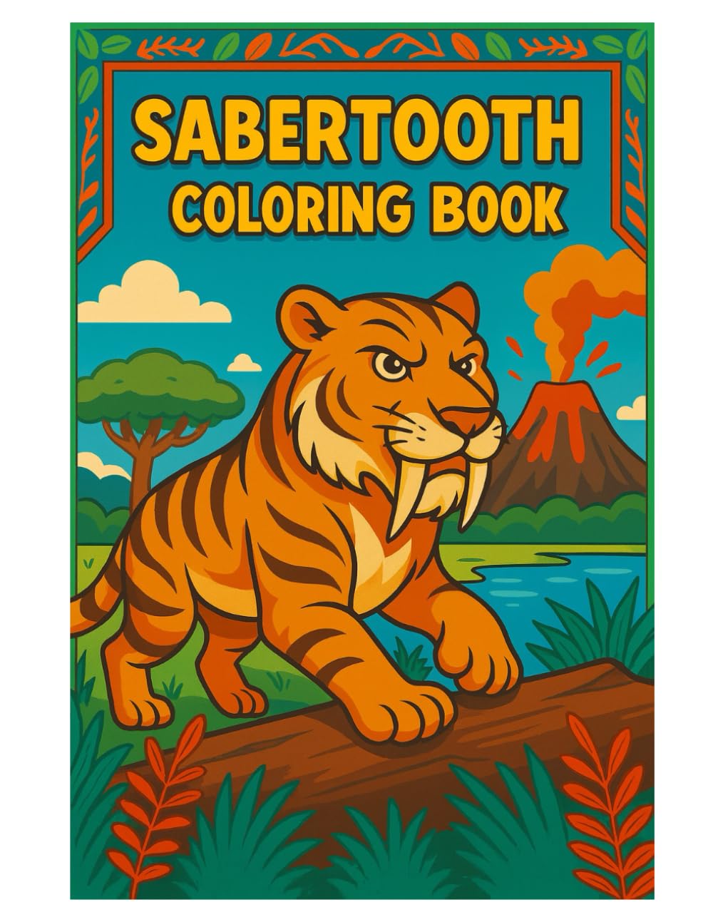Sabertooth Coloring Book: Realistic Prehistoric Predator Scenes for Kids & Adults | 50 Detailed Smilodon Line Art Pages