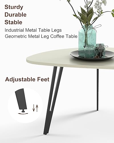 Miniatura 8 de Manora Mesa de Café Oval Pequeña Blanca, Mesas de Café Modernas para Sala de Estar, Mesa de Café para Oficina de Espacio Pequeño, Mesa Central