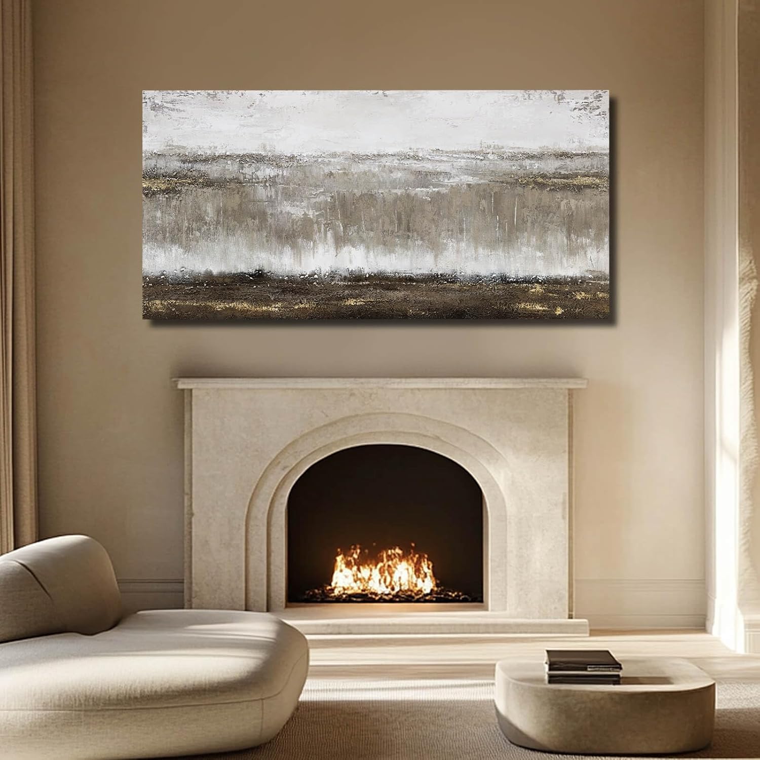 Artexist Canvas Wall Art - Abstract Wall Decor for Living Room - Grey Pictures Black and White Artwork for Walls Posters Aesthetic Office Home Bederoom Decorations 29x58 in - Image 5