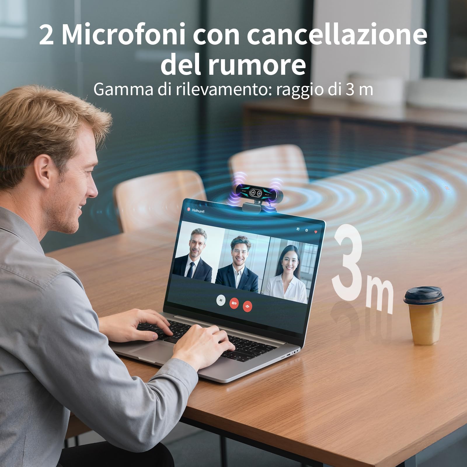 EMEET Webcam 4K con doppia fotocamera, con Obiettivi Grandangolari e Telefoto, Zoom Ibrido fino a 11X e Autofocus PDAF, Telecomando, Illuminazione RGB, 2 Microfoni, Ideale per Live Streaming
