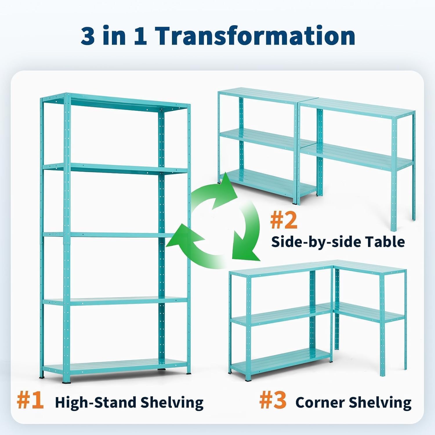 Storage Shelves - 5 Tier Shelf Organizer, Adjustable Garage Shelving Unit, Stable Metal Shelves Organizer for Bedroom, Living Room,Office,Closet, 68’’H x35’’W x12’’D