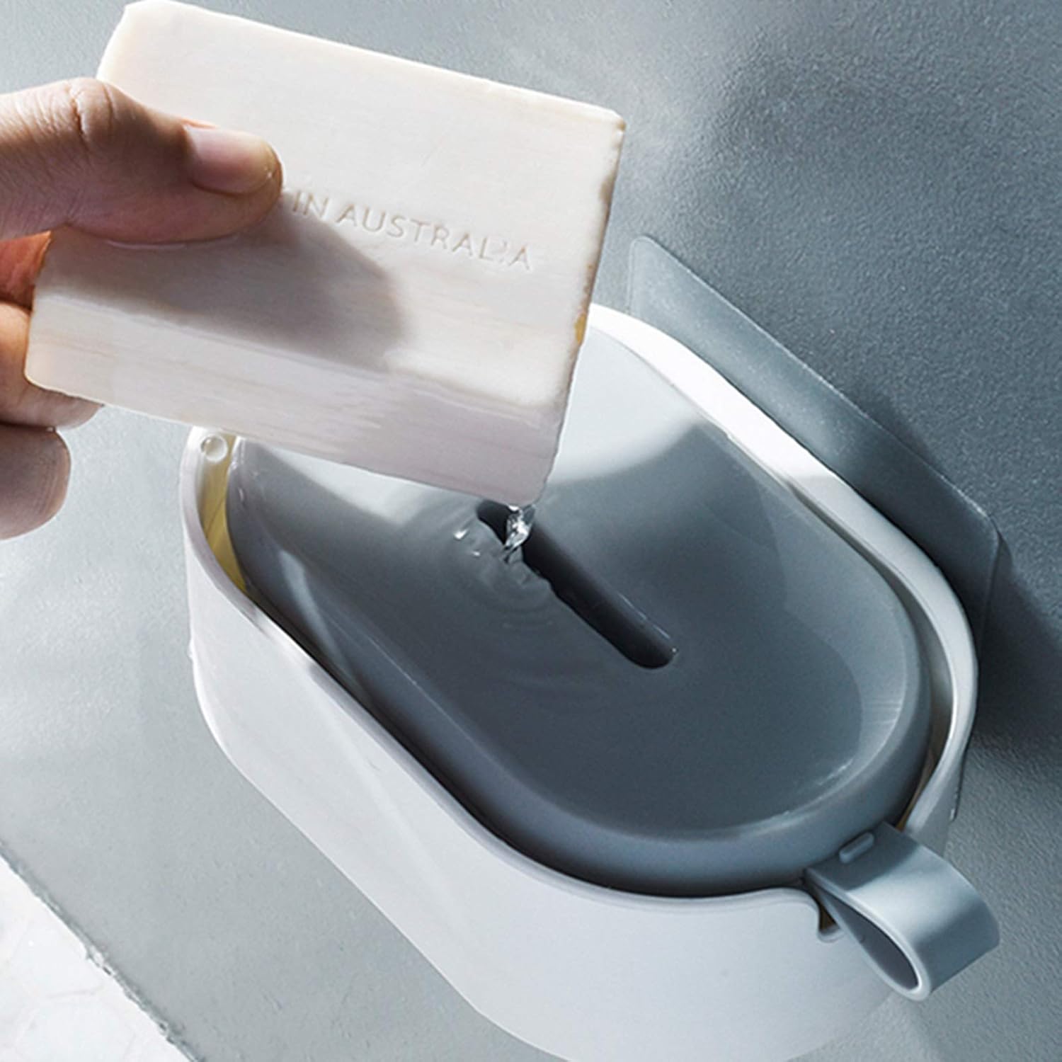 Soap Box Creative Punch-Free Suction Cup Soap Holder, Home Bathroom Soap Box Holder with Scrubbing Brush, is The First Choice for Gifts for Family Soap Holder (Color : Gris)