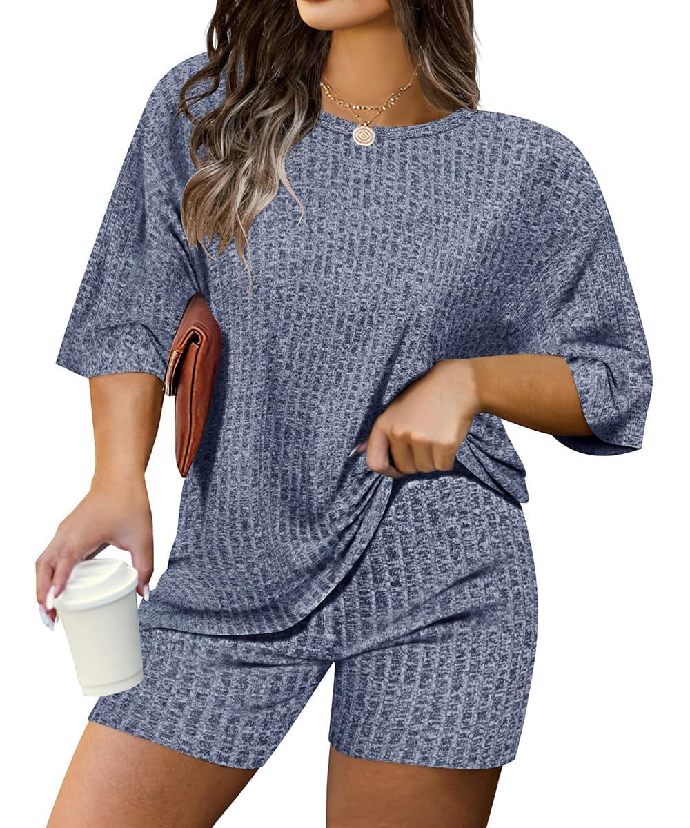 TIYOMI Plus Size 2 Piece Outfits for Women Summer Short Sets Track Suits Lounge Set with Pocket Casual Vacation Outfit XL-5XL