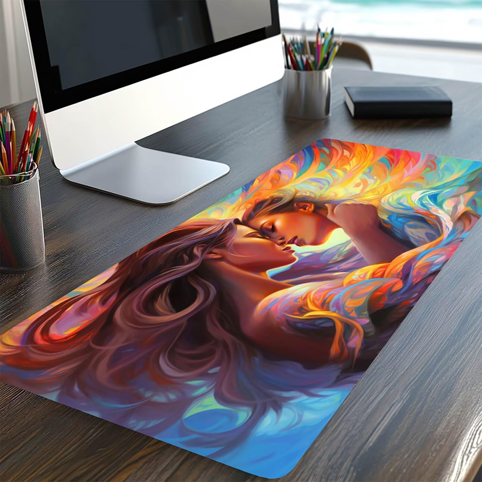 Podkładka pod mysz xxl 1000x500x3mm Love Desk Mat damska mata na biurko do gier szyte krawędzie trwała i wodoodporna konstrukcja z antypoślizgową gumową podstawą do klawiatury bezprzewodowej myszy