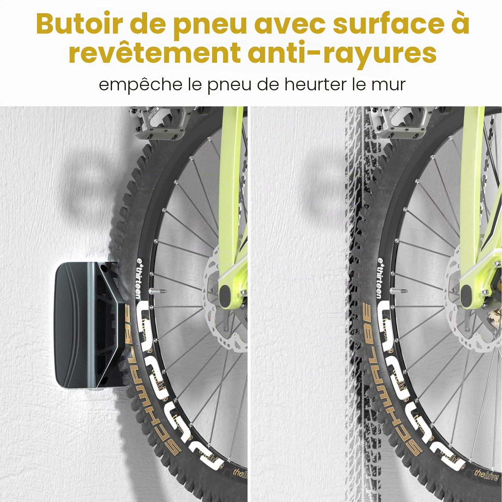 PUTORSEN Support Mural pour Vélo Vertical Pivotant - Porte Vélo Mural pour Les Garages et L'intérieur,Gain de Place et Facile à Suspendre Crochet Vélo Mural,Capacité de Charge 35kg（2 pcs.）