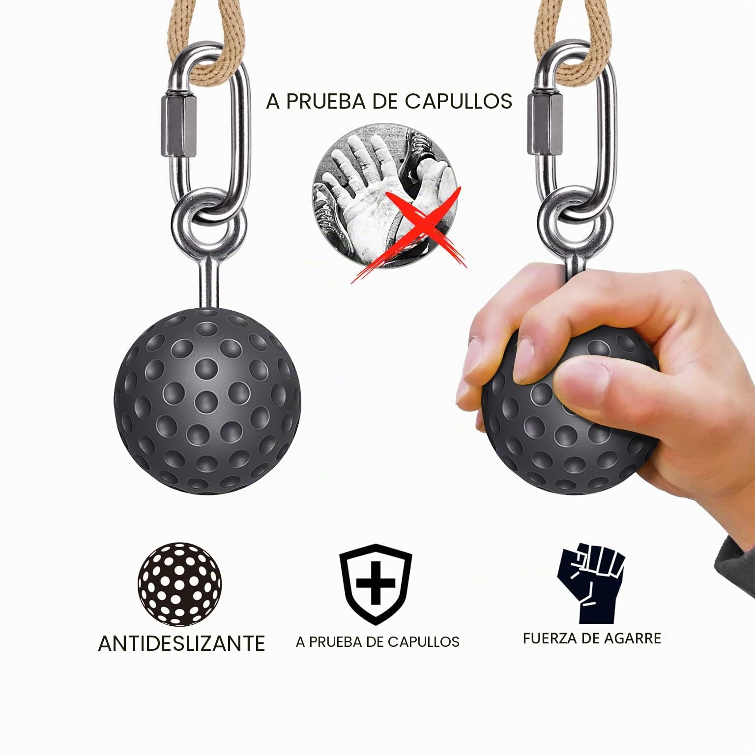 SELEWARE Pull Up Ball Grip, Agarre Antideslizante para Escalada, Agarre para Entrenamiento de Fuerza para Barra Chin Up Kettlebell Barbell Home Gym