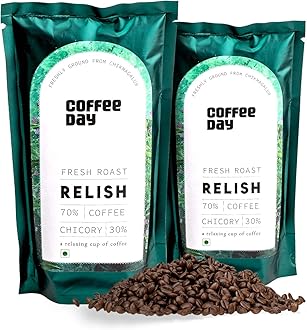 RELISH 70% & 30% Chicory - 200gm each (Pack of 2) | Medium to Dark Roast | South Indian Filter | Fresh from Chikmagalur factory