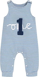 Baby Boy 1st Birthday Romper Infant Ribbed Jumpsuit Embroidery One Year Old Cake Smash Outfits