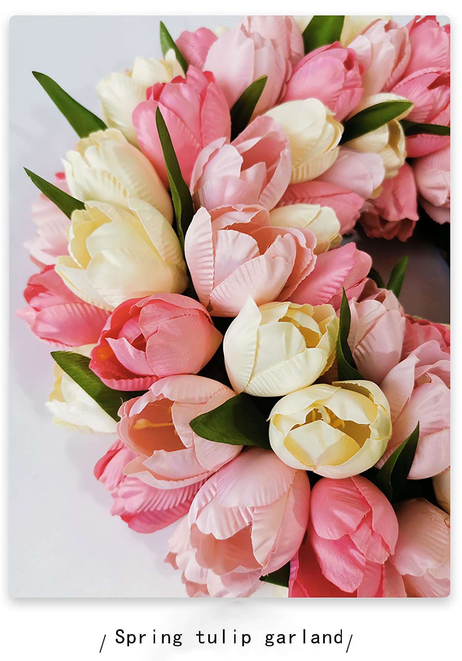 Ghirlanda di fiori artificiali, 30 cm e ghirlanda di tulipani gialli primaverili artificiali for porta d'ingresso, ghirlanda di fiori di tulipano artificiali in seta, ghirlanda da appendere alla porta