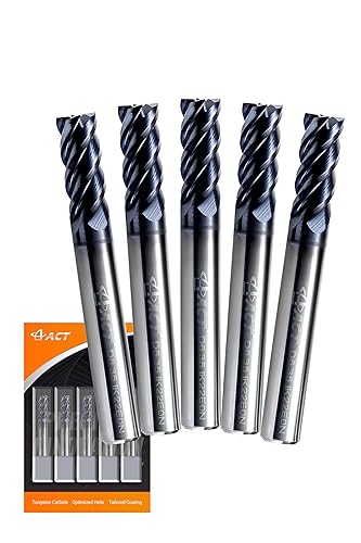 ACCUT I4KES - Fresa cuadrada de carburo de 14 de pulgada, broca de fresado de 4 flautas para acero, acero de forja, acero endurecido, cobre, ACCUT I4KES - Fresa cuadrada de carburo de 14 de pulgada, broca de fresado de 4 flautas para acero, acero de forja, acero endurecido, cobre,