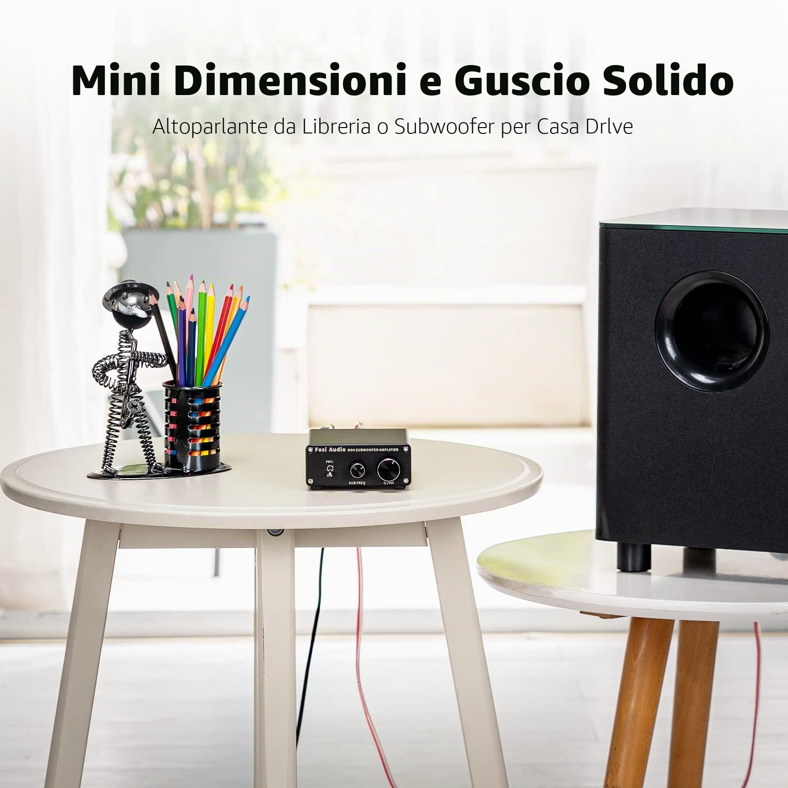 Fosi Audio M04 Amplificatore Subwoofer per Home Theater Mono Canale Digitale Classe D Amplificatore di Potenza Integrato per Altoparlanti Passivi Subwoofer Nominale 100W MAX
