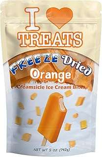 I LOVE TREATS Freeze Dried Orange Creamsicle Ice Cream Bites, Crunchy Light, 5 oz, Resealable Bag